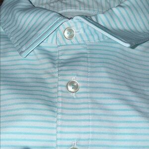 Vineyard Vines Aqua and White Striped Golf Shirt